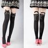 Women Cute Black Cat Printed Silk Knee Socks Casual Thigh Cotton Warm High Over Knee Socks Cute Romantic Socks Lady Cat