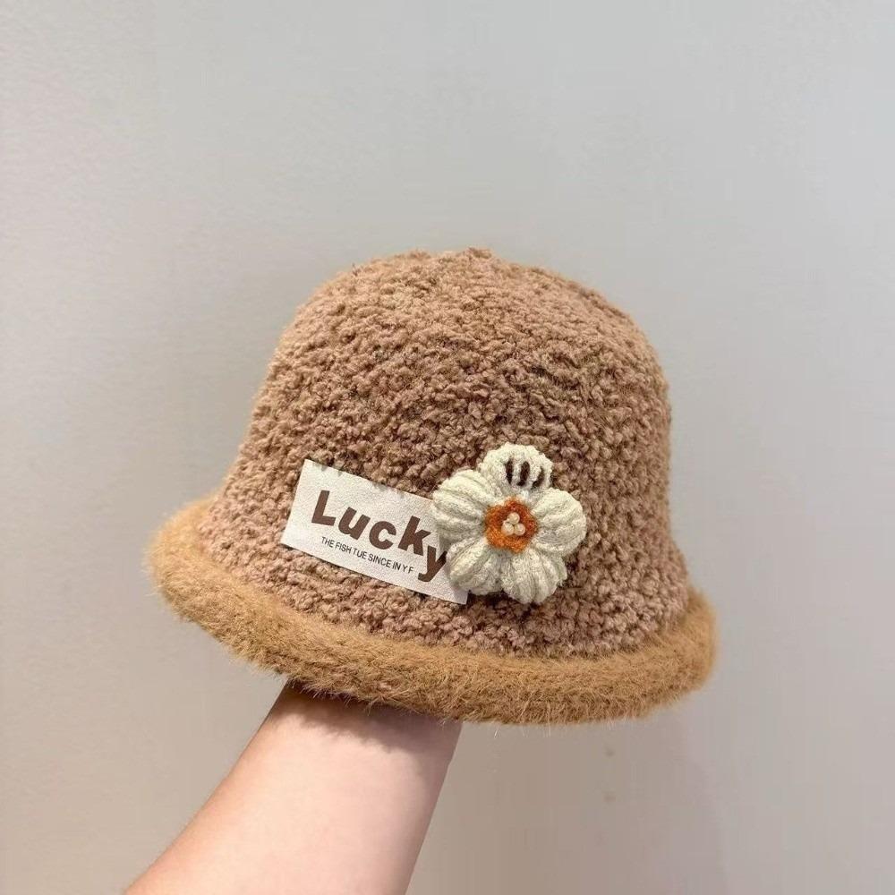 Cute Flowers Baby Winter Hats Thicken Woolen Basin Cap Fashion Newborn Cap Baby Children Kids