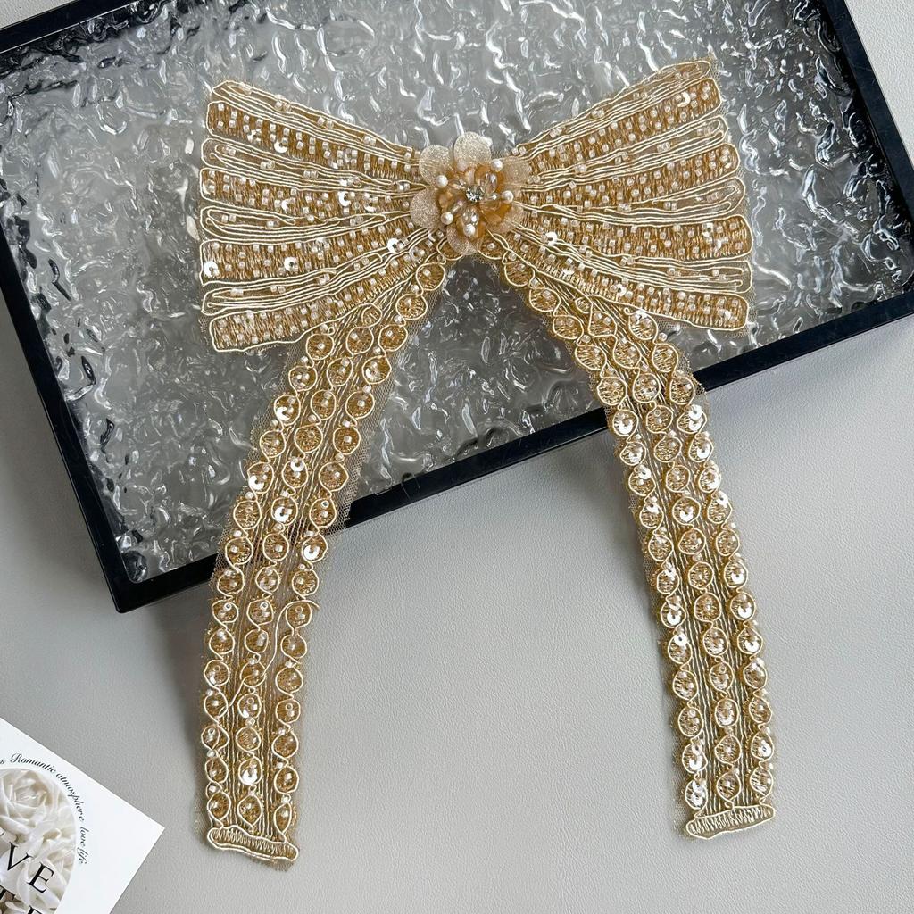 Изысканные многоцветные бусины ручной работы, пайетки, банты для ногтей, нашивки, платья, топы, декоративные тканевые наклейки, аксессуары