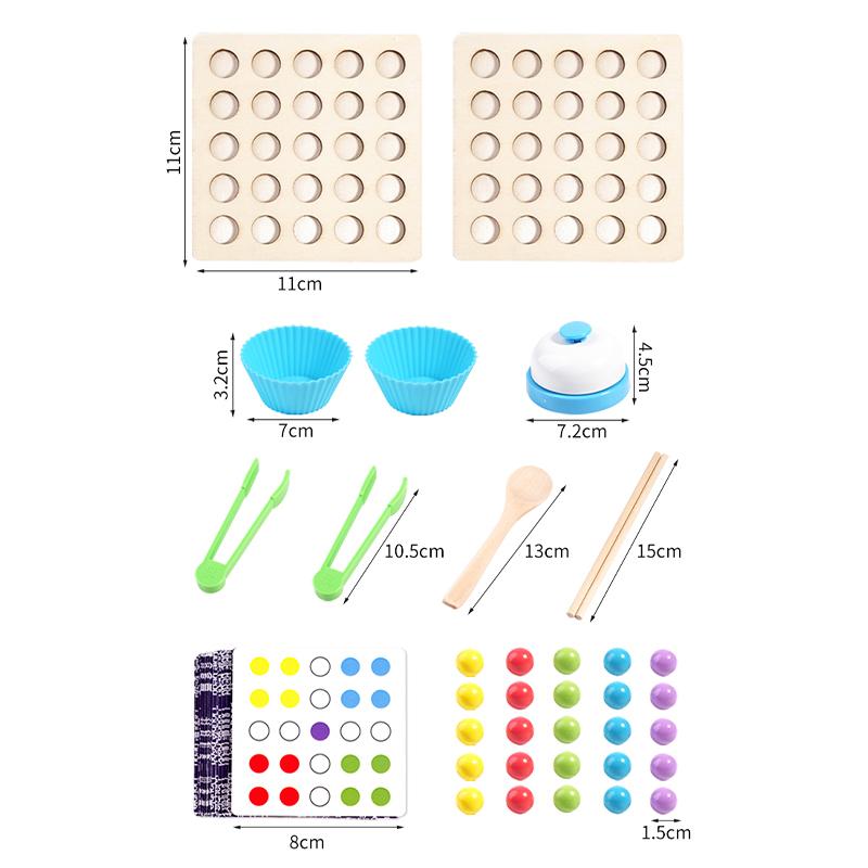Деревянная доска Игра с бусинами Цветовая классификация Развивающие игрушки для дошкольников Игра-битва с радужными прищепками для детей Подарки для детей