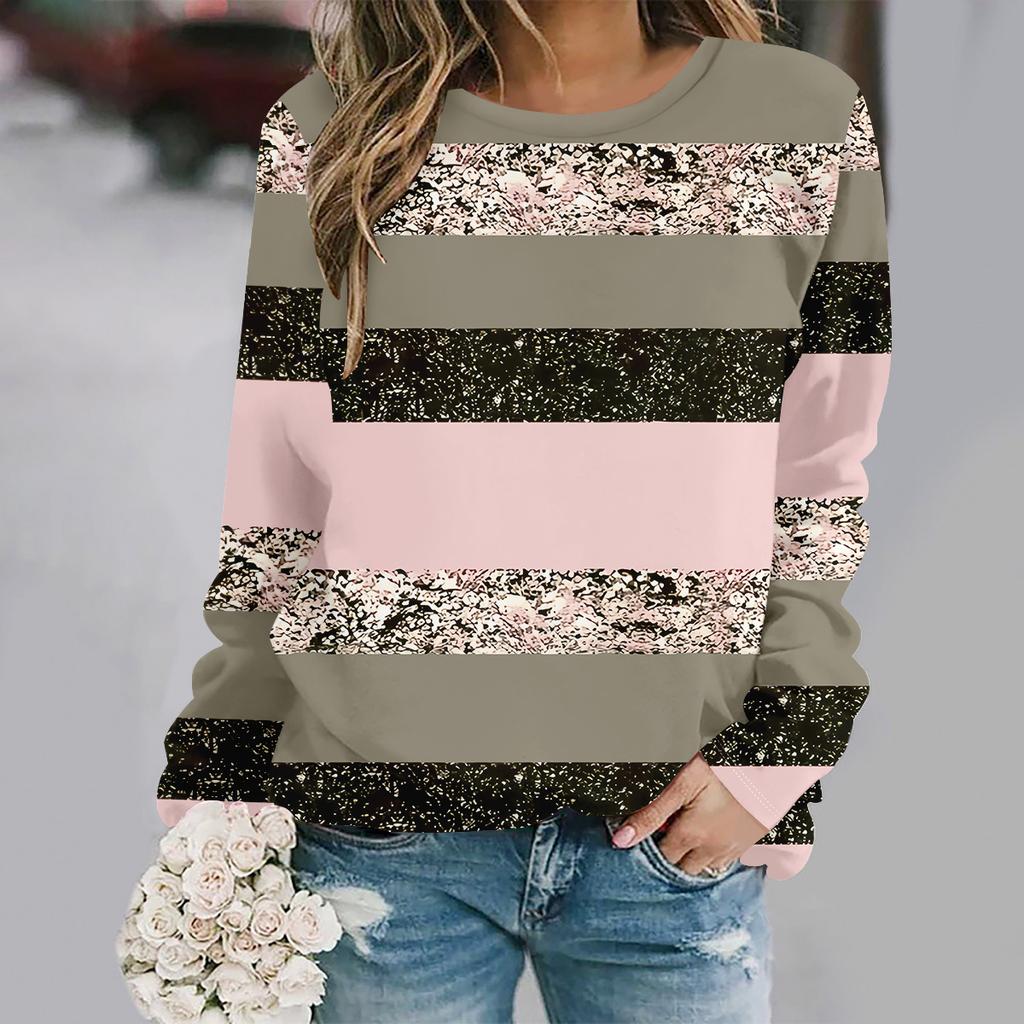 Осень и зима новая мода круглый вырез длинный рукав с принтом элегантная повседневная свободная толстовка