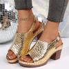 Fashion New fashionable thick-soled fish-mouth sewn European and American women's slippers with crocodile pattern