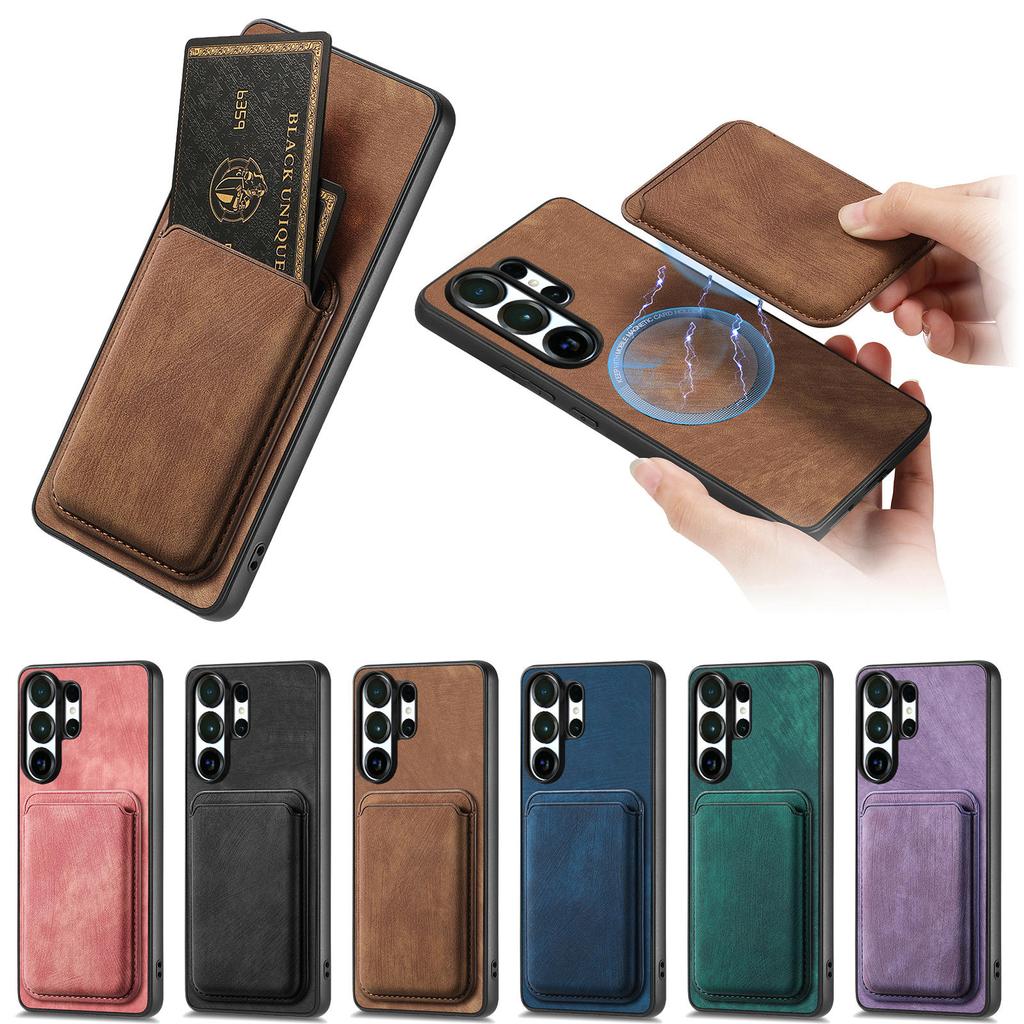2 в 1 Магнитный Ретро Карты Слот Кожаный Кошелек Чехол Для Samsung S25 Ultra S24 Plus S23 A16 A56 A36 A06 A17 A07 Ощущение Кожи Покрытие