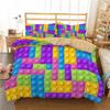 Colorful Blocks Duvet Cover King/Queen Size,Building Toy Bedding Set Kids Boys Girls Orange Blue Fun Brick Polyester Quilt Cover