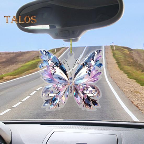 2 шт., цветная подвеска в виде бабочки для автомобиля, искусственный кристалл, подвесное украшение для зеркала заднего вида, комплект из страз для автомобиля, подвеска для украшения окна, подарок для автомобиля