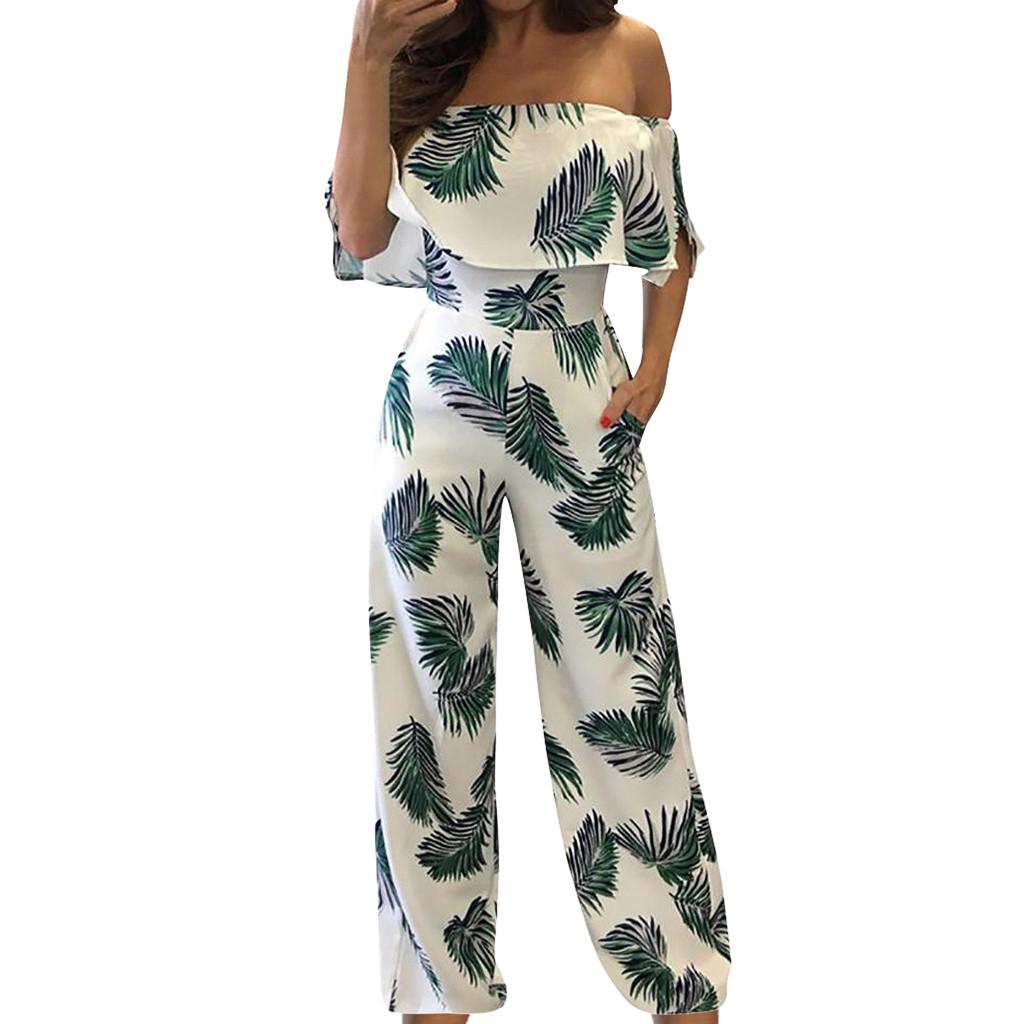 Женские повседневные модные цельные брюки с короткими рукавами и принтом