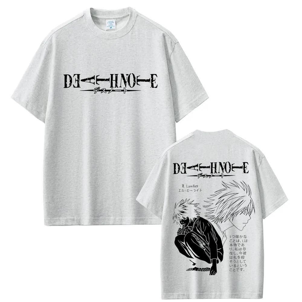 Аниме Т-shirt Тетрадь Смерти Ягами Лайт Графические Футболки Мужские Женские Мультяшные Манга Оверсайз Футболки 90-е Винтаж Уличная Одежда