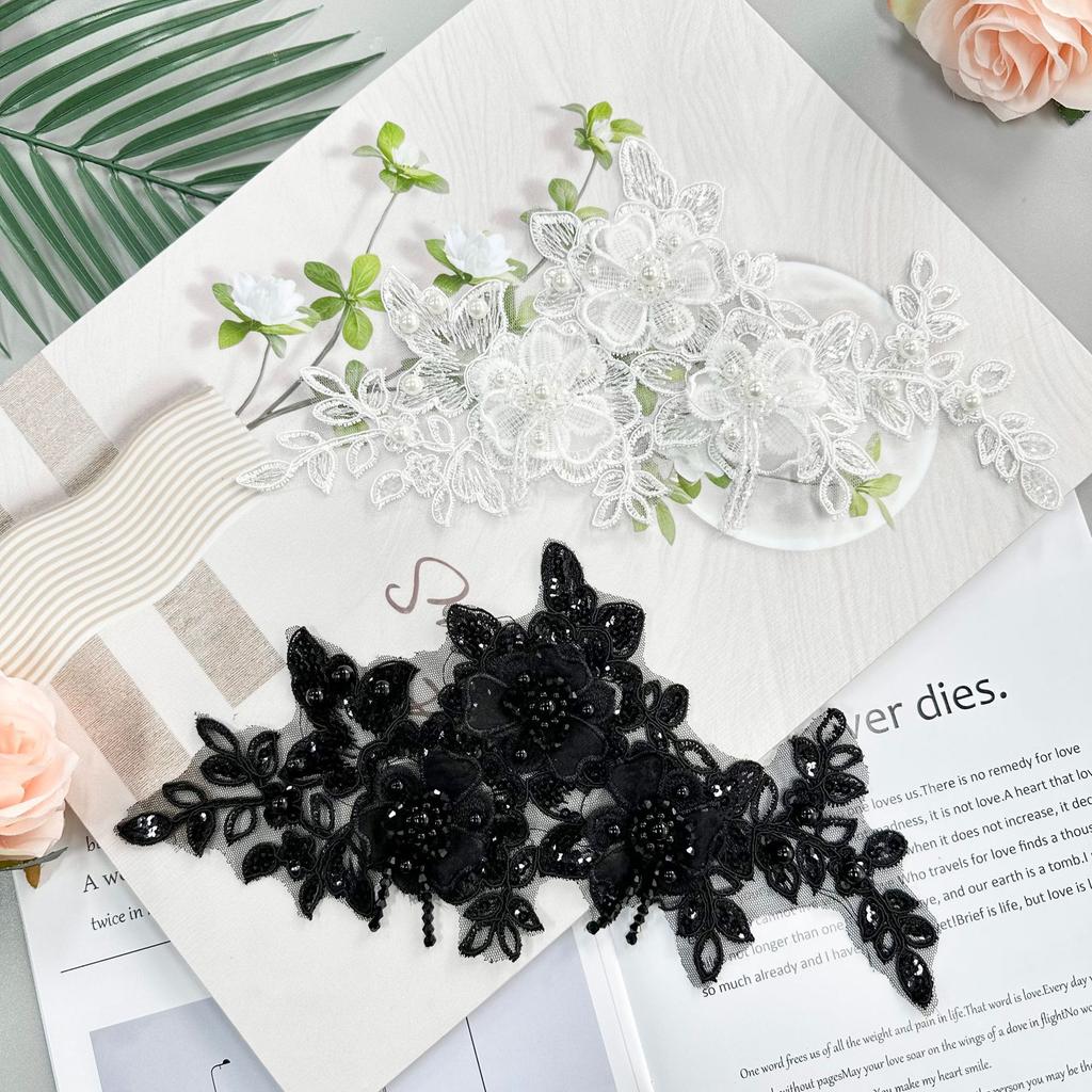 Bead Crystal Fringe Applique Embroidery Flower Decoration Bag Dress Wedding Accessories Cloth Sticker Accessories