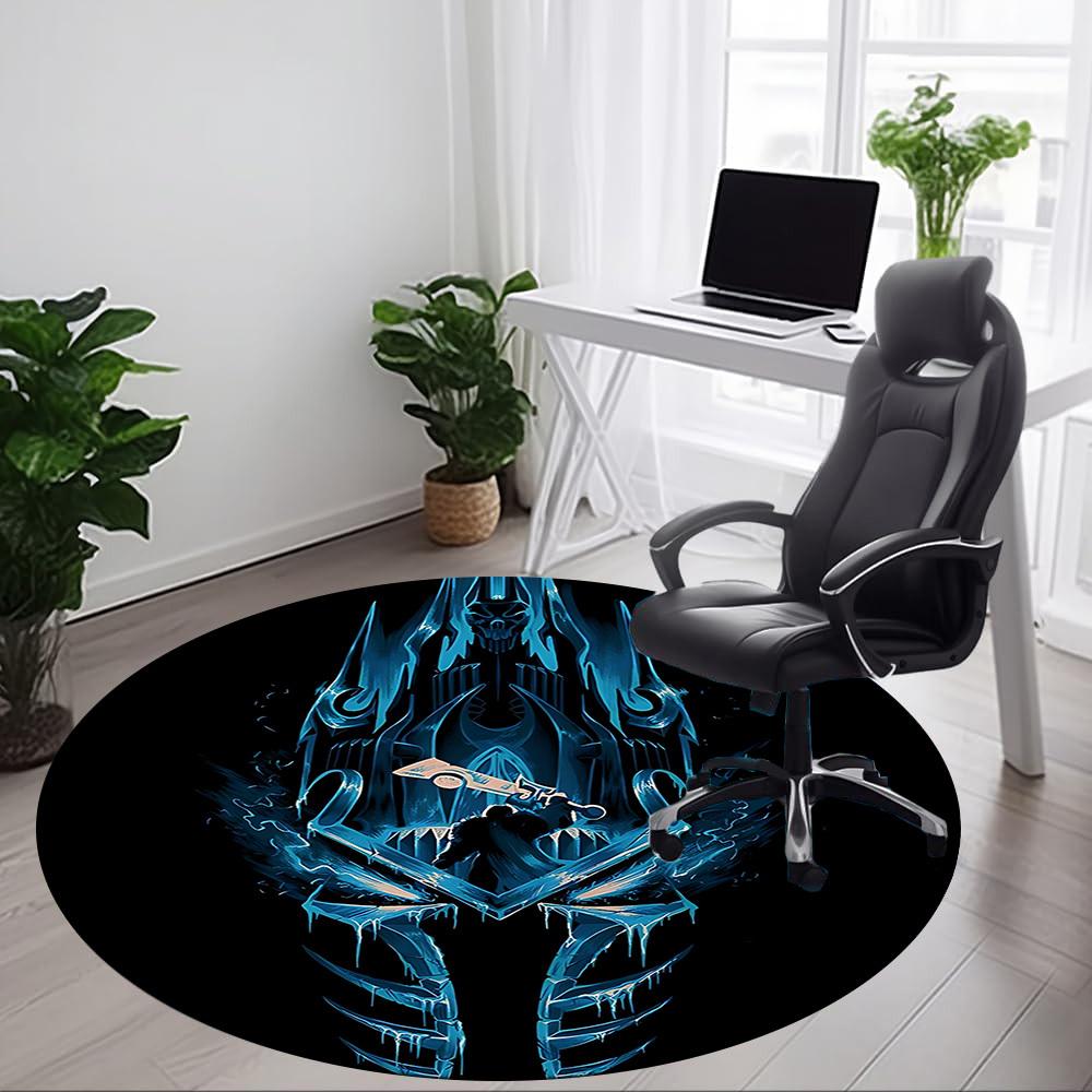 1PC Frost Knight Office Round Rug Perfect for Office Non-Slip Backing, Decorative Floor Mat yy250916012