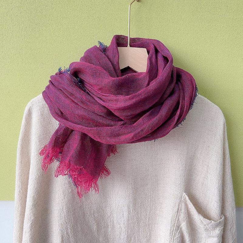 Японский льняной шарф Эффект серого пеньки Парный шарф Литературная тонкая удлиненная шаль Однотонный высококачественный шелковый шарф Женский Новый