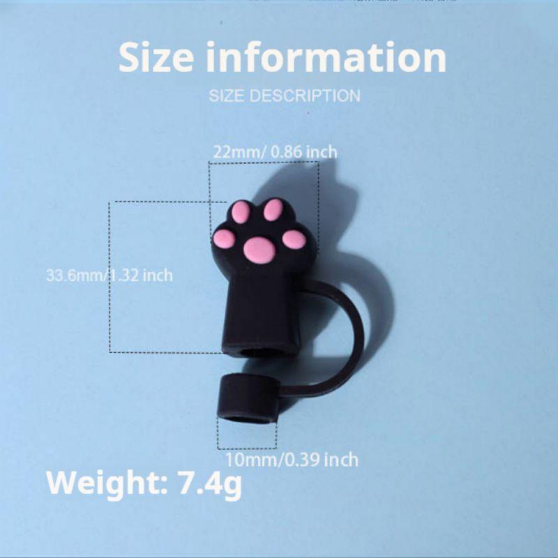 6PCS 10mm Straw Covers Cap Cute Cat's Paw Straw Toppers for Tumblers Reusable Drink Straws Covers Kitchen Accessories