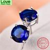 Blaike Real S925 Sterling Silver Round Stud Earrings For Women Men Black Green Blue Yellow Pink Purple Zircon Rainbow Earrings