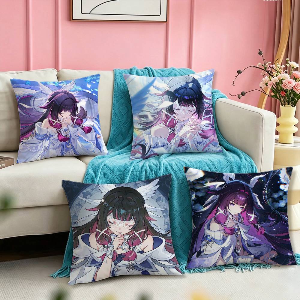 GGenshin Columbina Impact Square DoubleSided printed Pillow Case Bedroom Bedside Pillow Sofa Cushion Cover