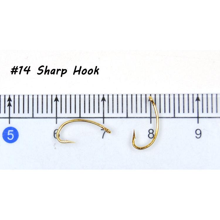 10pcs Midge Nymph Fly Green Red Fly Fishing Bait Lures Hegene / # 14 Gold Color Hook