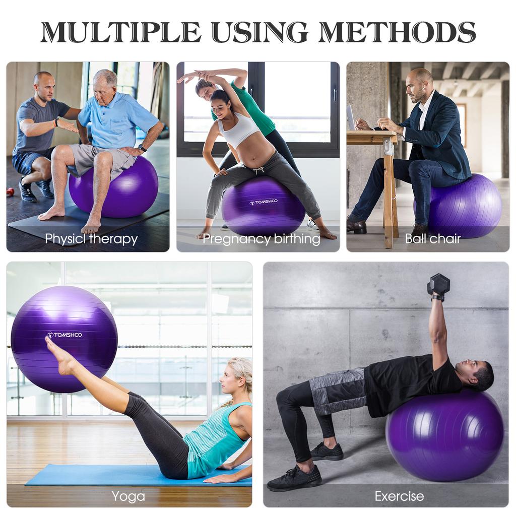 TOMSHOO Мяч для йоги с защитой от разрывов 45 см/55 см/65 см/75 см Стабильный балансовый мяч Пилатес Barre Physical