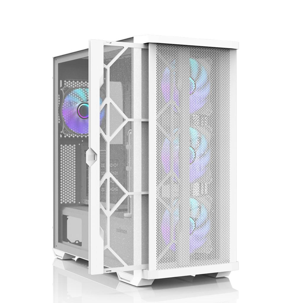 ZALMAN Z10 DUO WHITE 120mm Mid Tower ATX PC Case with 4 ARGB GPU Vertical and RGB Controller CS8759 Fans, Unit,