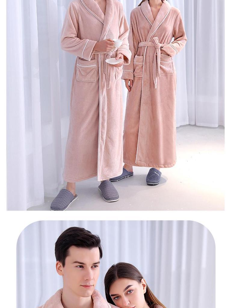 Thick Flannel Couple Bathrobe - Plus Size Homewear for Women & Men