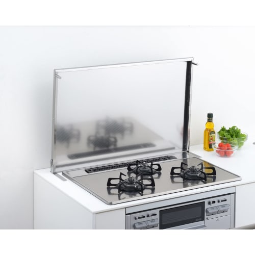 Yoshikawa Gas Stove Exhaust Vent Cover, Oil Splash Guard, 75cm X 52cm Deep, Silver, Made In Japan, Induction Cooktop Grill Cover, Super Embossed, Fits