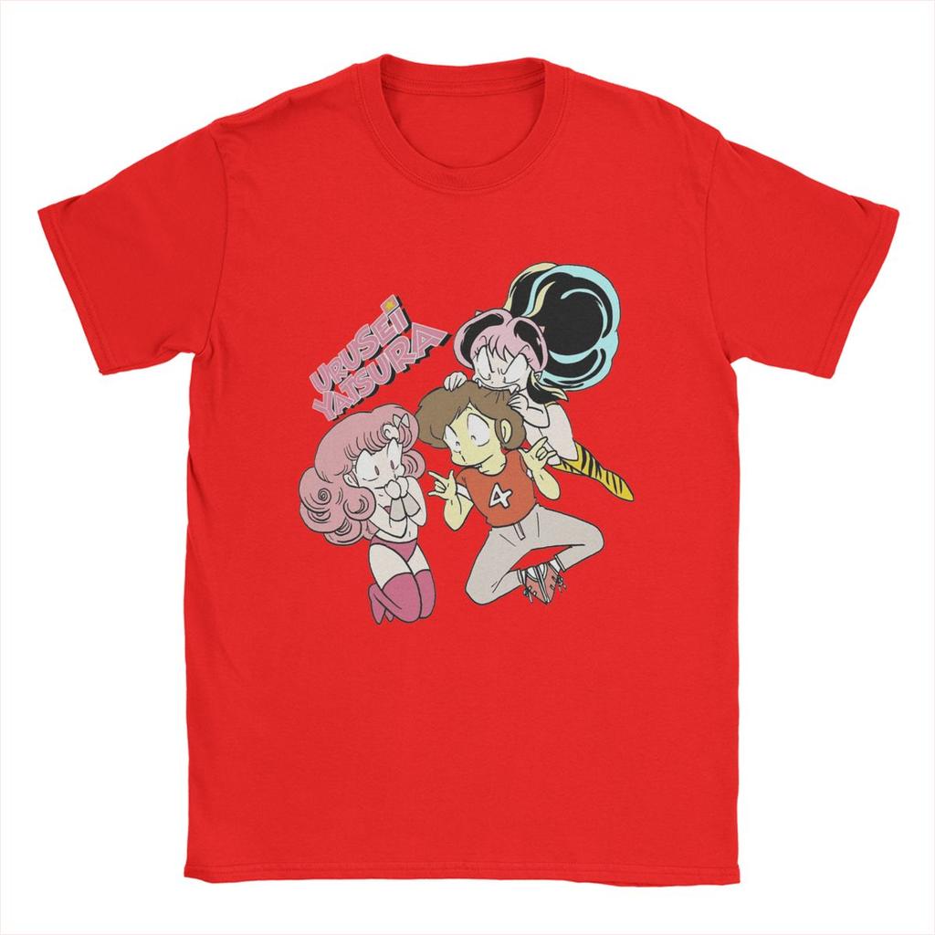 LUM X RAN X ATARU Urusei Yatsura Футболки для мужчин Аниме Крутые Хлопковые Футболки Круглый Вырез Короткий Рукав Футболка Новое Поступление Топы