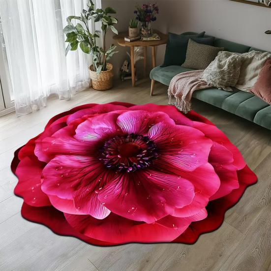 3D Flower Bathroom Rug Anti-Slip Absorbent Floor Mat Realistic Flower Area Rug for Entrance Living Room Bathroom Bedroom