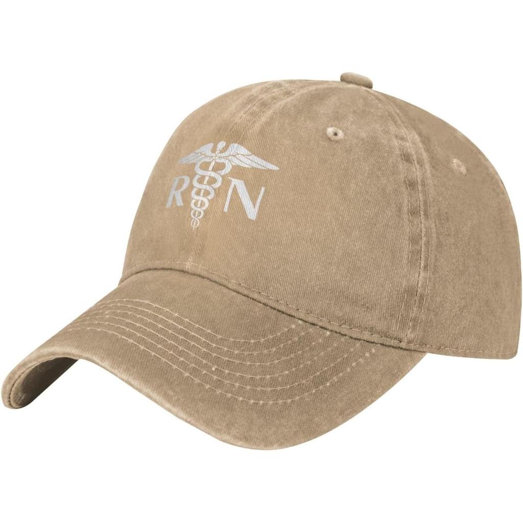 RN Registered Nurse Baseball Cap Washed Denim Low Profile Breathable Adjustable Dad Hat for Adults