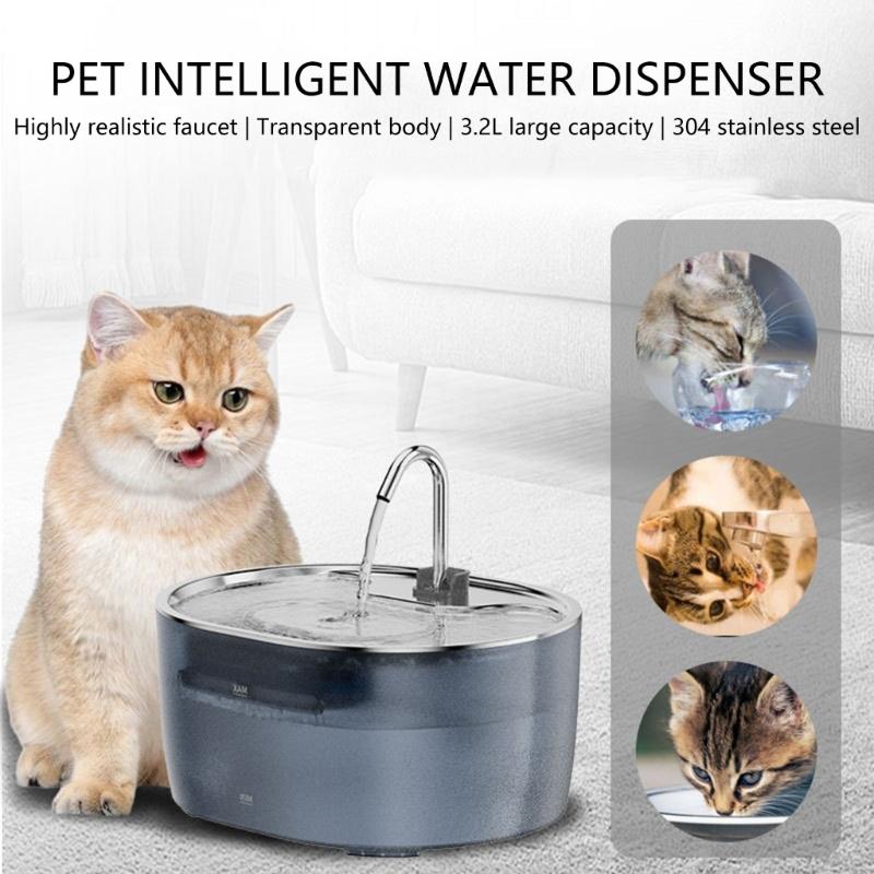 Stainless Steel Automatic Cat Water Fountain Large Capacity Self-Circulating Pet Drinking Bowl for Cats and Dogs Home Use