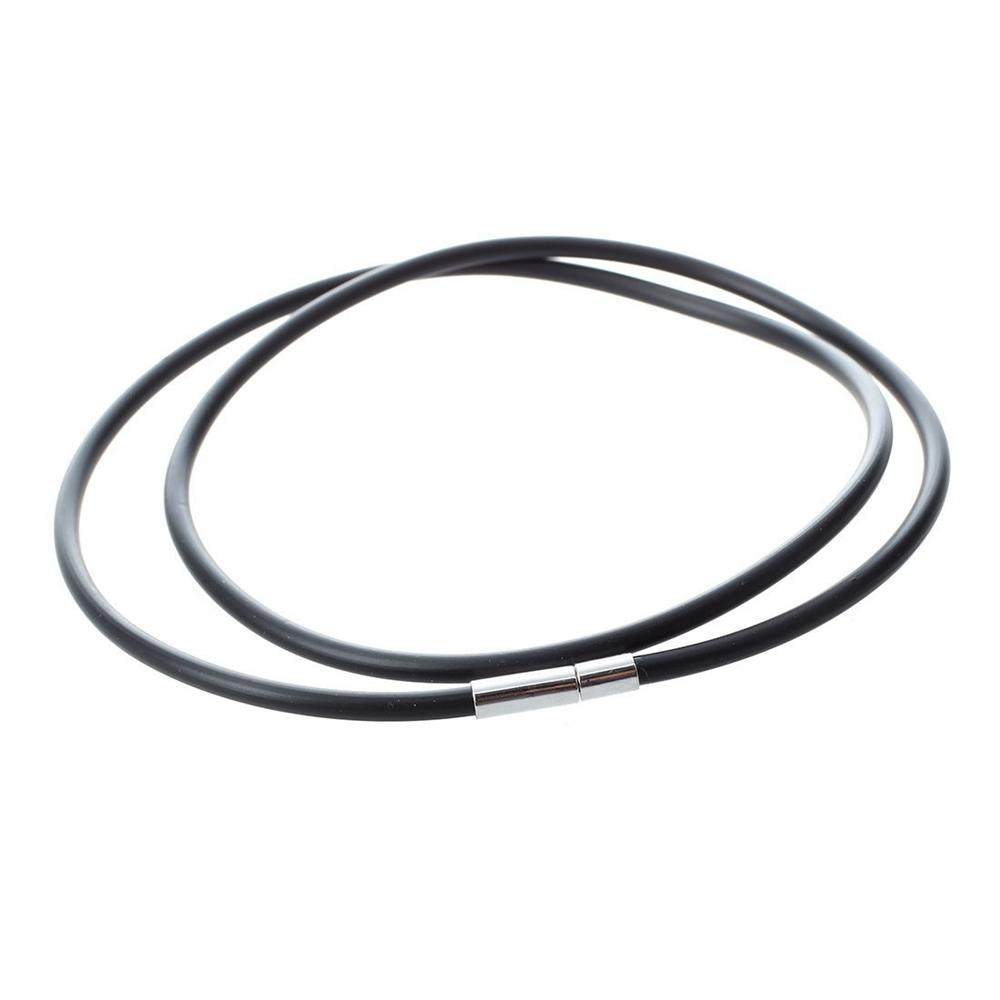 Black Cord Stainless Steel Jewelry Simple Necklace Chain