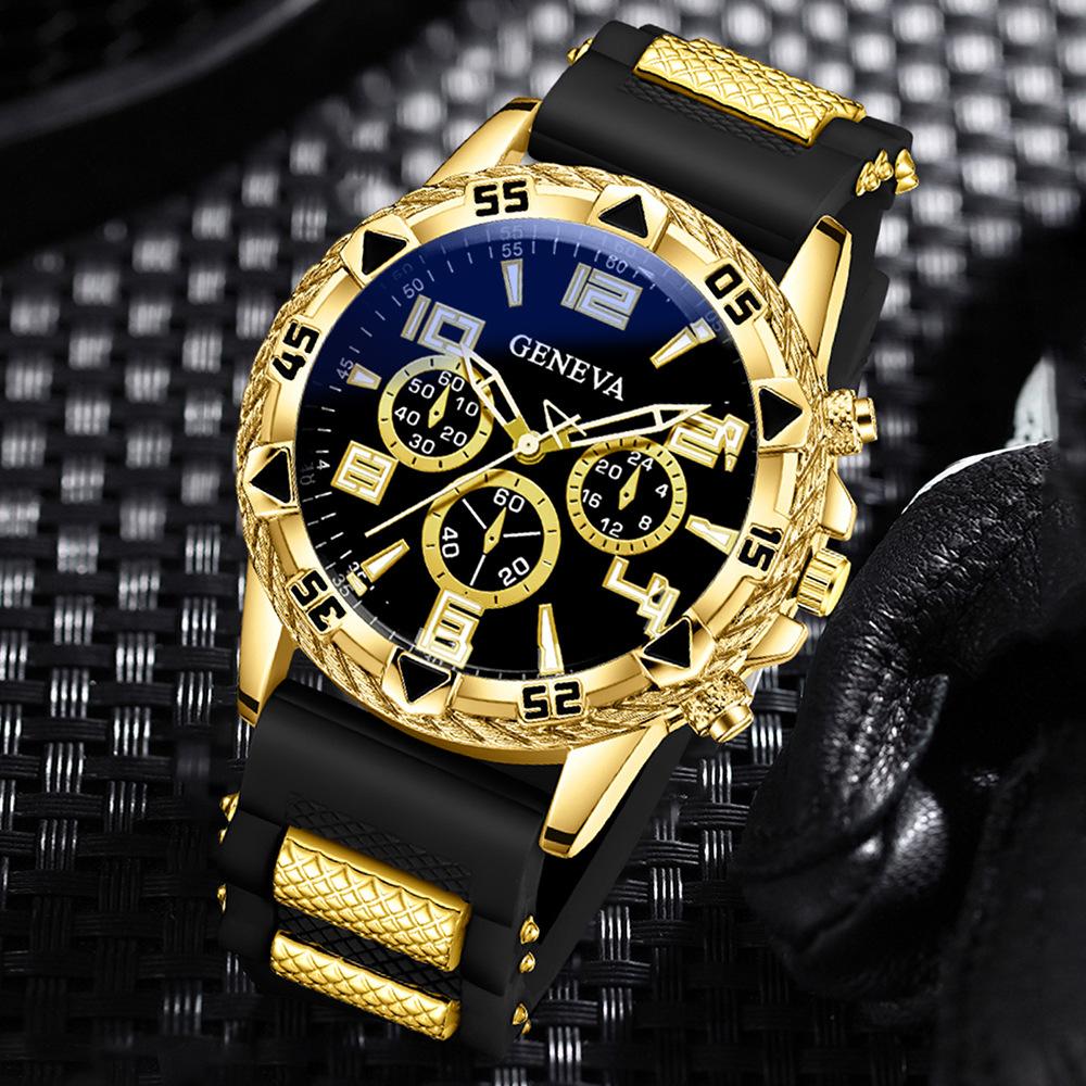 Мужские часы Geneva Blu-ray Glass Стальной ремешок Кварцевые часы Три циферблата Деловые Повседневные