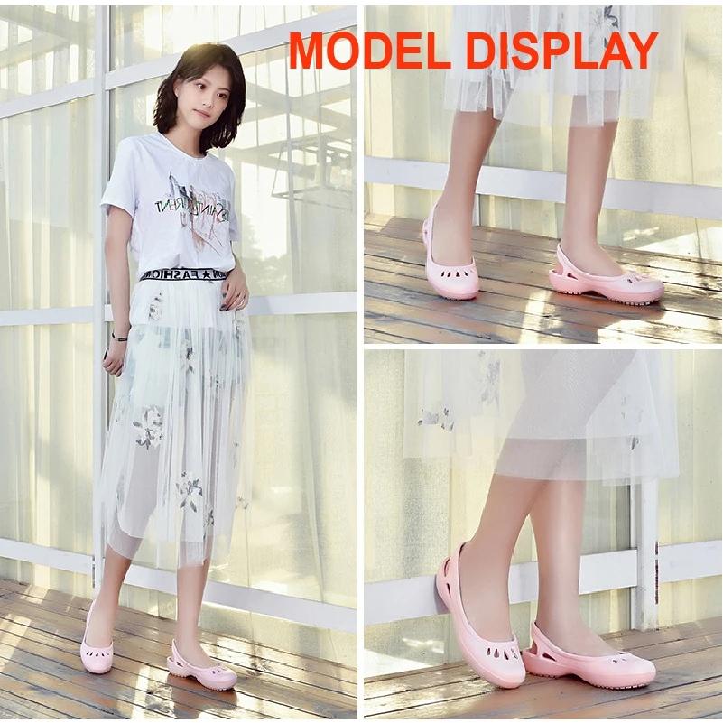 Летние легкие противоскользящие туфли с отверстиями, сабо для женщин, сандалии на плоской подошве для медсестры, уличный пляжный желе