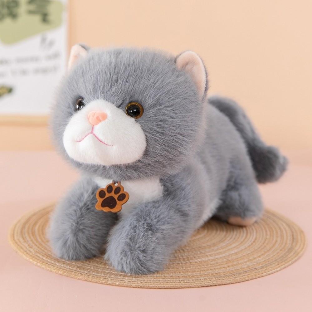 Fluffy Simulation Cat Plush Doll Soft Kitten Cuddle Pillow Cat Stuffed Animals Kids Birthday Gift