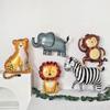 6-piece Jungle Wildlife Aluminum Foil Balloon Set for Birthday Party, Baby Shower, Animal Theme Jungle Hunting Party Decoration