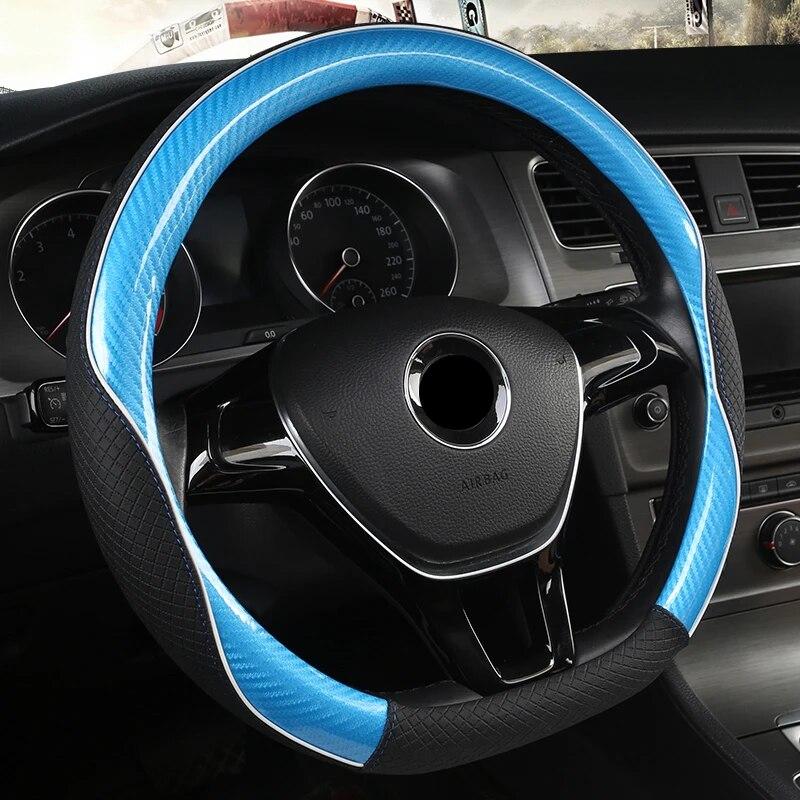 D-образный чехол на руль из кожи + углеродного волокна для VW GOLF 7 2015 POLO JATTA Suzuki Swift Nissan Rogue 2017 2018