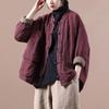 Johnature Women Vintage Jackets Solid Color Cotton Linen Coats Stand Button Patchwork Pockets Coats