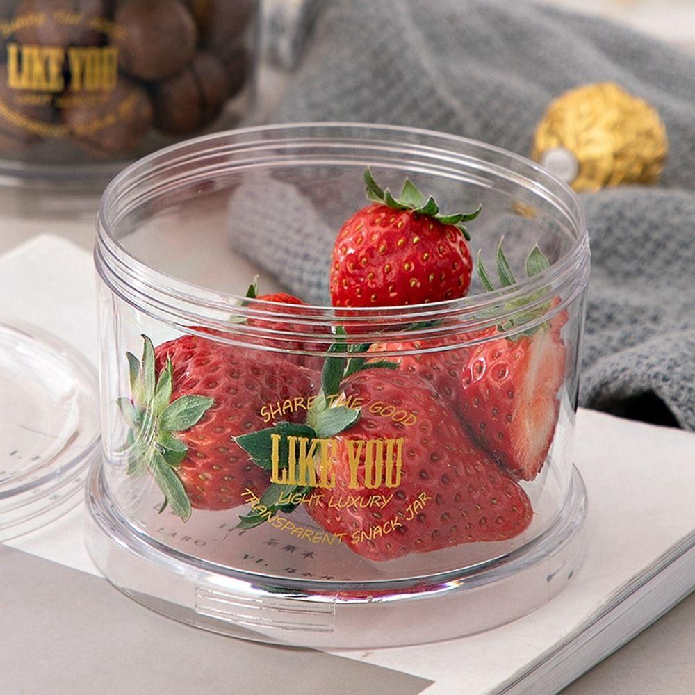 Portable Plastic Food Storage Box Round Keep Fresh Cereal Grain Organizer Moisture-Proof with Lid Nut Coffee Bean Jar for Home