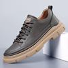 Fashion Spring Classic Mens Breathable Grey Sneakers Genuine Leather Men Casual Shoes Lace-Up Men's Walking Shoes Men Antiskid  Footwear