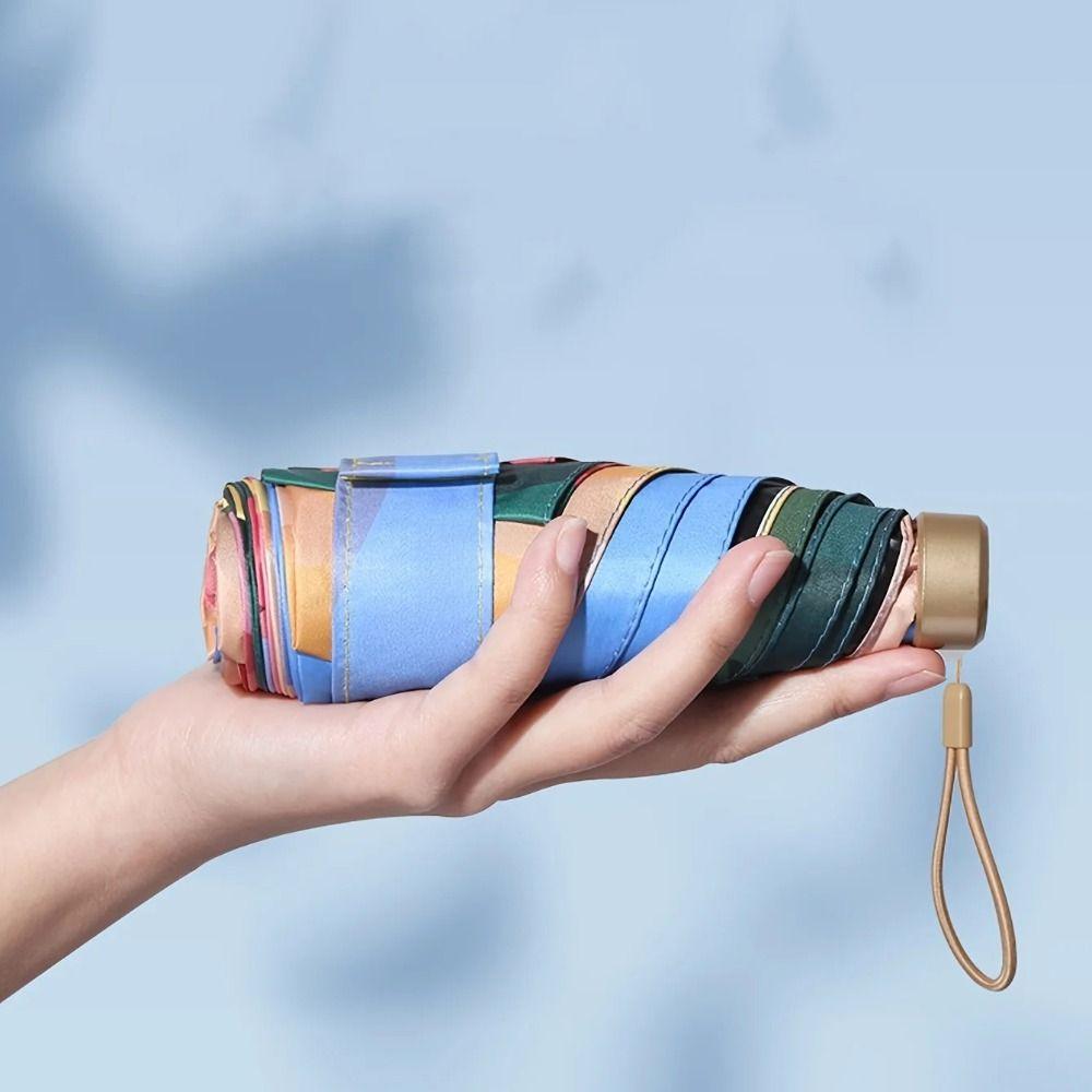 Портативные дождевые зонты Мини 6-складной зонт от солнца Легко хранить Солнцезащитный зонт Студент