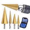 3Pcs/set 3-12mm 4-12mm 4-20mm HSS Straight Groove Step Drill Bit Titanium Coated Wood Metal Hole Cutter Core Drilling Tools Set