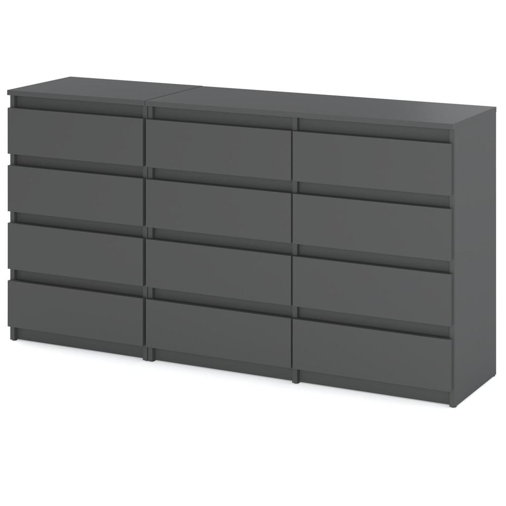 Chest of Drawers 12 Drawers Cabinet “HIT” 84 Matte Gray/Matte Gray