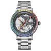 MUSANFIGO new hollowed out fully automatic mechanical watch for men, color diamond stainless steel luminous waterproof watch