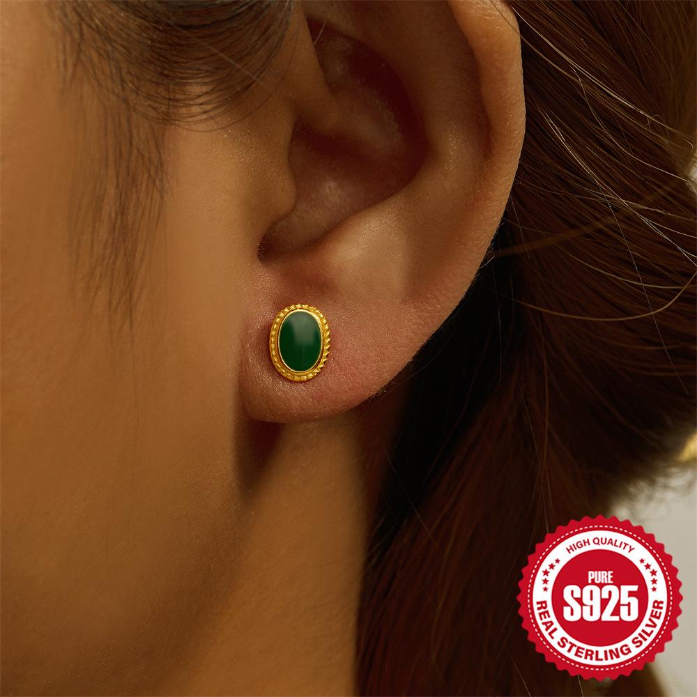 Серьги-пусеты из стерлингового серебра 925 пробы, в форме капли, треугольника, с гранатом и опалом