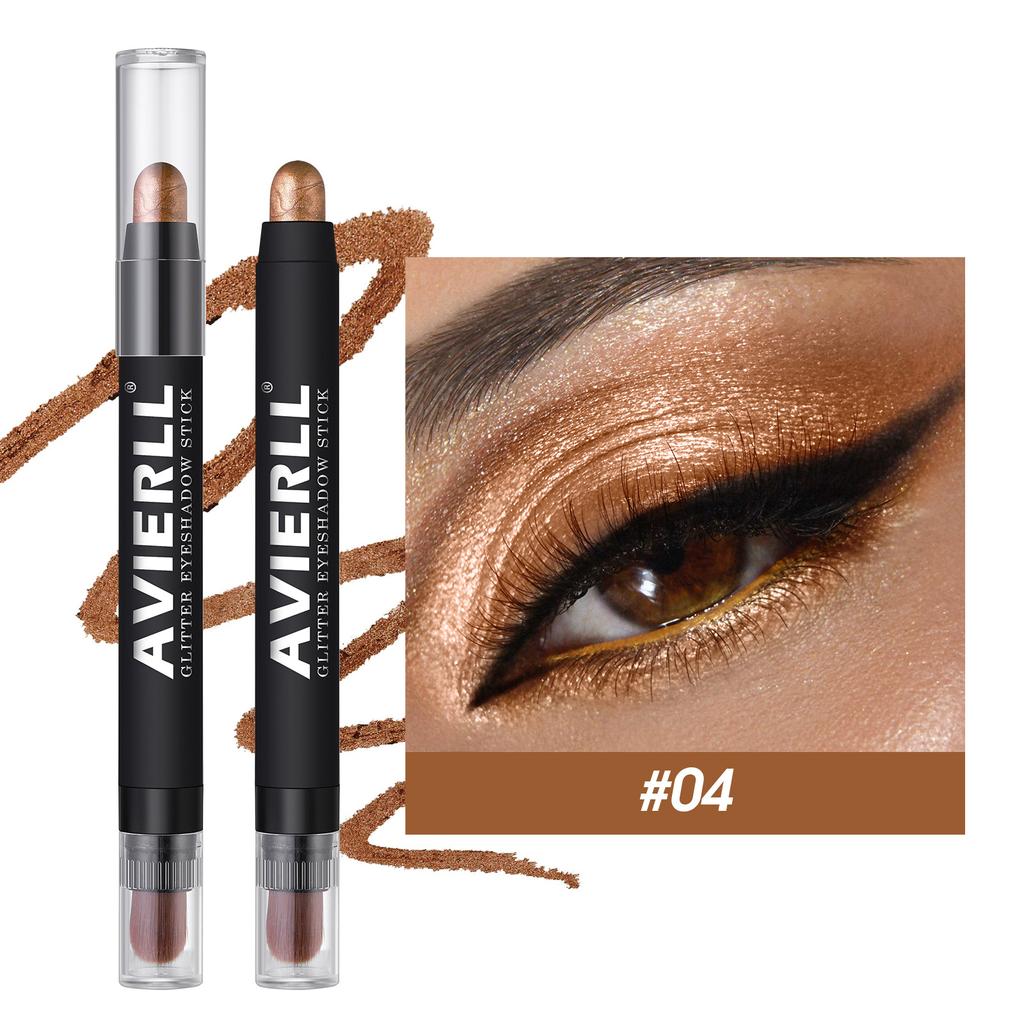 Тени-карандаш с металлическим блеском Водостойкие стойкие тени для век Кремовые карандаши для глаз цвета шампанского и коричневого Многофункциональный карандаш для теней для век Подводка для глаз с подсветкой