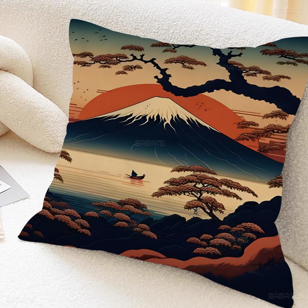 Серия Японские Пейзажи Офисная Подушка Наволочка Автомобильная Наволочка для Подушки 45X45СМ Наволочка для Подушки на Пояс Диванная Наволочка