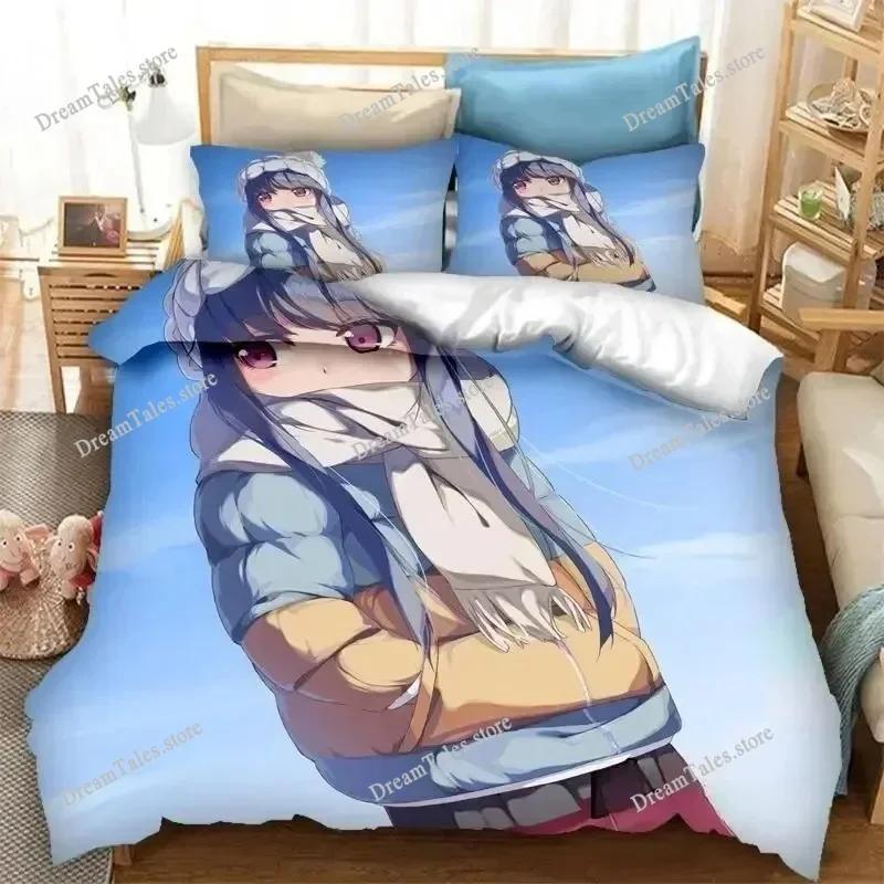 Новый 3D-принт Аниме Yuru Camp Комплект постельного белья Пододеяльники Наволочки Одеяло Комплекты постельного белья Постельное белье Кровать Домашний текстиль963