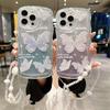 Fashion Flash Powder Butterfly Wrist Strap Phone Case For iPhone 14 13 12 11 Pro Max X XS XR XS Max 8 7 Plus TPU Shockproof Cover