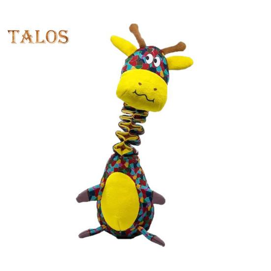 Squeaky Dog Chew Toy with Crinkle Paper Plush Giraffe/Snake Shape Tug of War Toy Interactive Stuffed Animal Pull Toy for Small Medium Large Dogs