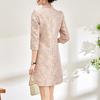 Spring New Arrival Gold Silk Jacquard Slim Waist Dress - Women's Fashion