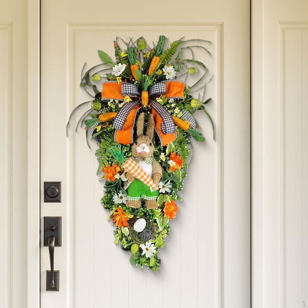 Easter Teardrop Wreath Artificial Hanging Crafts Front Door Swag for Fireplace Shelf