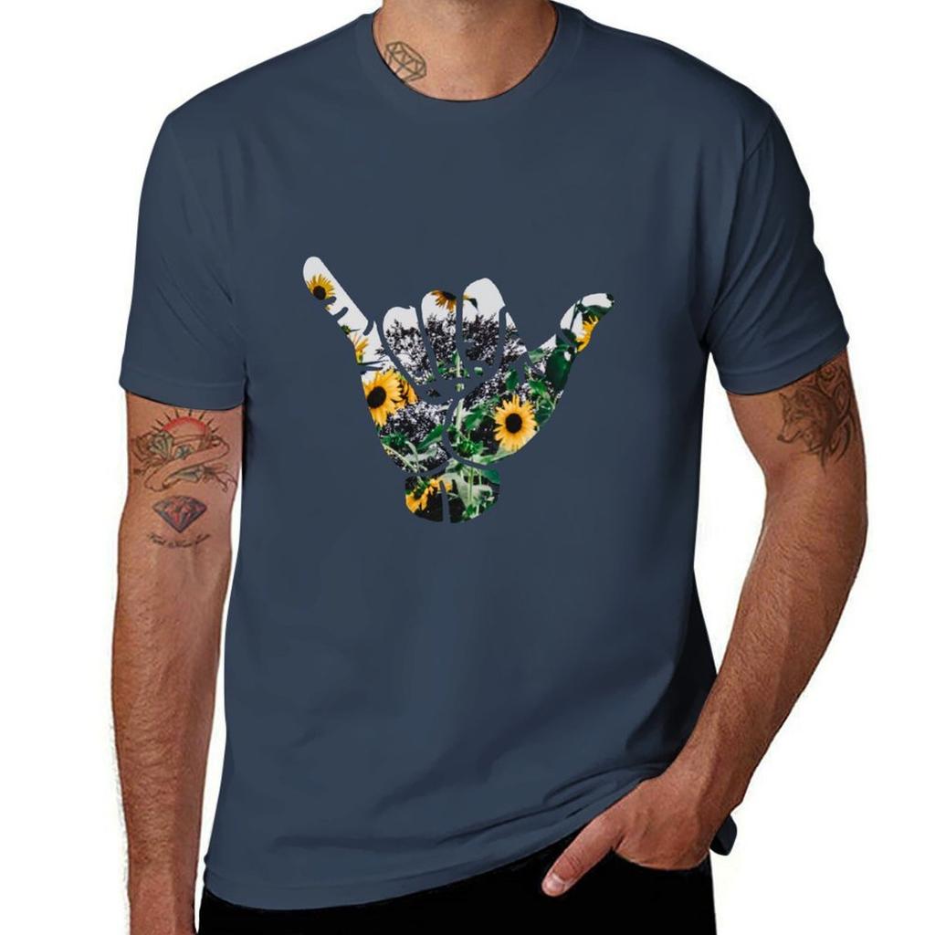 Shaka Sticker Sunflowers Tshirt Festival Short Sleeve Tshirt
