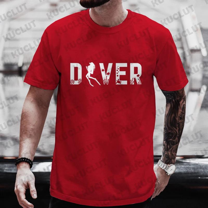 Diver 200 Bar Смешные футболки Мужские летние рубашки Harajuku с коротким рукавом Уличная одежда Топы свободного покроя Одежда для подводного плавания Мужская одежда