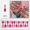 24pcs Short Press On Nail With Heart Flame Designs Acrylic False nail For Women And Girls Easy To Apply And Remove
